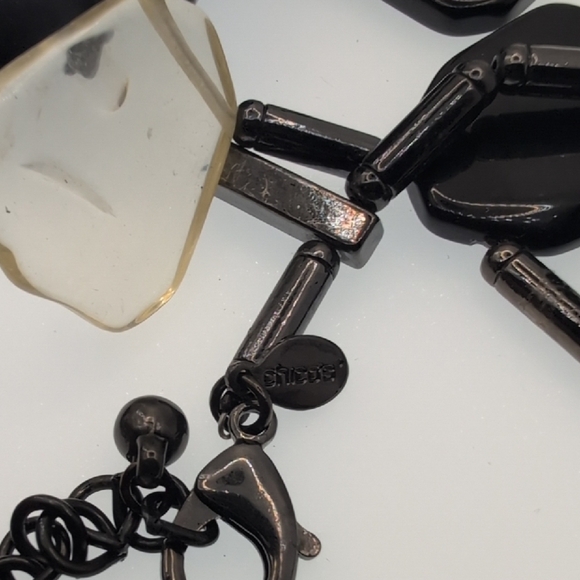 Chico's Black and Cream Multi-Strand Necklace with Polished Stones - Picture 4 of 5